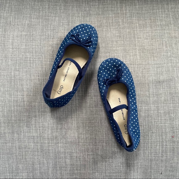 Other - NWOT GAP Kids Denim Polka Dot Baler Flats Size 10